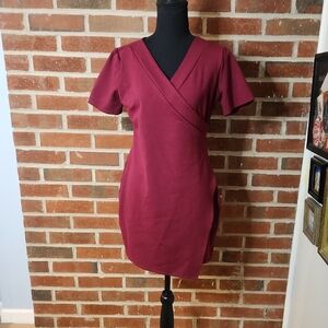 Lulu's Deep Red Mini Wrap Dress, XL